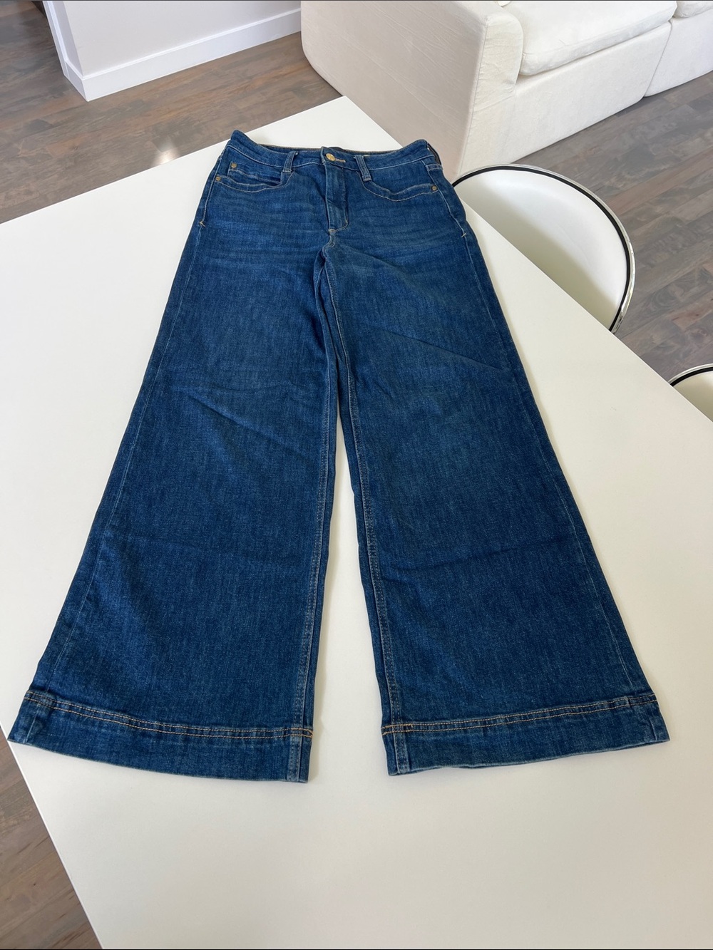Maeve Anthropologie high rise wide leg blue jeans denim pants size 27